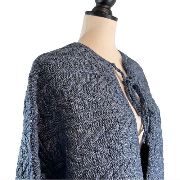Current Elliott Blue Cable Knit Fringe Sweater Open Front, New w/ Tags, Size 0 - Picture 7 of 12